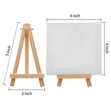 MEEDEN 4 by 4 Inch Stretched Canvas & 3 by 5 Inch Pine Wood Easel Set of 12, Tabletop Holder Stand for Painting Party, Craft Drawing, Art Decoration, Signs, Photos