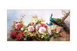 Unstretched 24x48 inch 3D Prints Peony Flowers Peacock Wall Art Oil Painting on Canvas Decor High-end Large Size Bedroom Living Room Restaurant Walls Artwork Home Decoration Murals