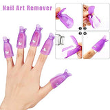 Nail Polish Remover Tools Kit - 500 Pcs Gel Polish Remover Cotton Pads, 10 Pcs Purple Polish Remover Clips Caps, 1pc Nail Polish Remover Bottle, 1pc Cuticle Pusher, 1pc Nail Brush, 100/180 Nail File