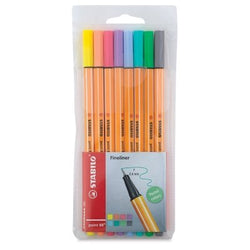 Stabilo Point 88 Fineliner Pens, 0.4 mm - 8-Color Pastel Set