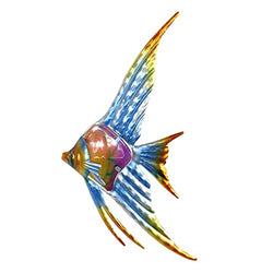 LIFFY Metal Fish Wall Decor Angelfish Art Sculpture Hanging for Outdoor Ocean Beach Sea Pool Decorations