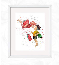 Ponyo and Sosuke Kiss Prints, Ponyo Watercolor, Nursery Wall Poster, Holiday Gift, Kids and Children Artworks, Digital Illustration Art