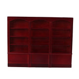 Grand Wooden Bookcase Cabinet - Dark Red 1/12 Dollhouse Miniature Furniture