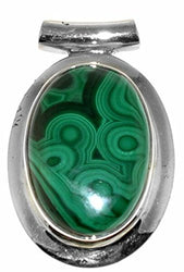 Sterling Silver Oval Malachite Pendant