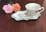 Lightahead New Bone China Unique Tea/Coffee Cup 10 oz and Snack Saucer Set in a Reusable Handmade