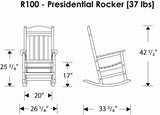 POLYWOOD R100BL Presidential Outdoor Rocking Chair, Black