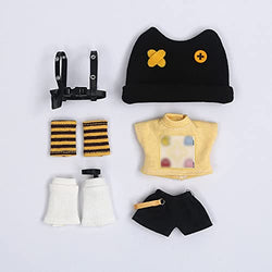 OB11 Doll Clothes Hat+T-Shirt+Sleeves+Leather Straps+Shorts+Socks Six Piece Set Molly, GSC, DDF, YMY, UFDOLL, 1/12BJD Doll Accessories (Yellow)