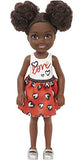 Barbie Chelsea Doll (6-inch Brunette) Wearing Skirt with Heart Print and Metallic Shoes, Gift for 3 to 7 Year Olds