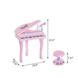 Qaba 37 Key Kids Toy Baby Grand Digital Piano with Microphone and Stool - Pink