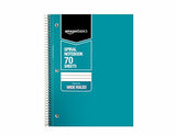 AmazonBasics Wide Ruled Wirebound Notebook, 70-Sheet, Assorted Solid Colors, 5-Pack