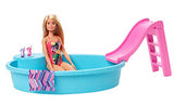 Barbie Doll, 11.5-Inch Blonde, and Pool Playset with Slide and Accessories, Gift for 3 to 7 Year Olds