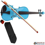 Sky Blue Acoustic Violin 4/4 Full Size w/Rosin, Bow & Hard Case Made from Basswood
