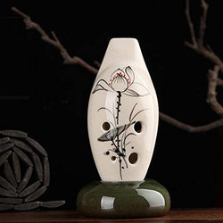 6 Hole Ocarina Flute Alto C Key Ceramics Chinese Vintage Musical Instrument (Ink lotus)