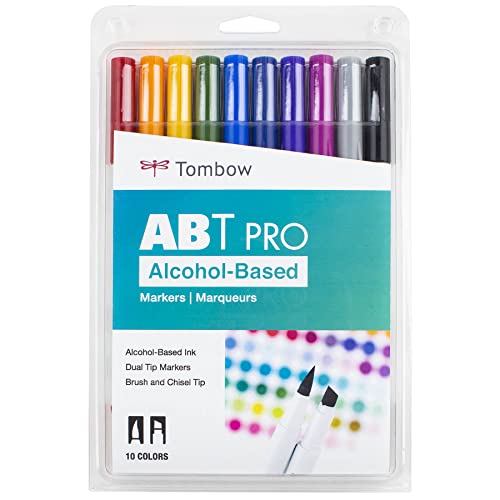 Tombow ABT PRO Alcohol-Based Markers, Bold Palette, 10-Pack
