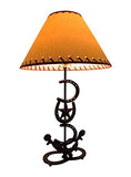 Horseshoes and Spurs Western Style Metal Lamp w/Leather Look Shade