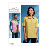 Vogue V1622MXX Unisex Fitted Button-Up Shirt Sewing Patterns by Rachel Comey, Sizes 40-46, White
