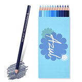 12 Blue Colored Pencils Oil Based Pre-sharpened Wooden Colored Pencil Set for Adults Coloring Books Drawing Sketching Art Supplies, No Duplicates