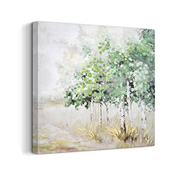 Tree Wall Art on Canvas Oil Painting for Living Room Bedroom Kitchen Large Size, HIWILDOO Birch Tree of Life Painting Tree Art Wall Decor Framed 24x24 Inch