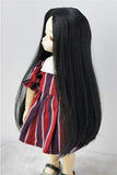 JD016 6-7'' 16-18CM Long Forest Straight Doll Wigs YOSD 1/6 Synthetic Mohair BJD Doll Accessories (Black)