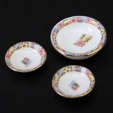 40 Pcs Dining Ware Porcelain Tea Set Dish Cup Plate Flowers Dollhouse Miniature