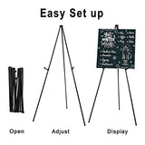 Folding Easel,Portable Tripod,Black Floor Standing Poster Easel,Lightweight Metal Adjustable Display Easel,Base 63" Max. (Black, 2 Packs)