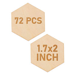 PLYDOLEX Hexagon DIY Wood Ornaments for Crafts, Set of 72 pcs - 1.7x2 inch Blank Wooden Ornament Ideal as Wood Craft Supplies