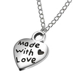 100 Pcs Love Heart Charm Made with Love Letter Carving Pendant Jewelry Making Accessories