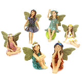 Fairy Garden Fairies Decorations 6 Piece Kit,Fairy Pix-ie Girl Fly Wing DIY Dollhouse Decor,Fairy Garden Figurines Ornaments-Miniature Hand Painted Collectible Angel For House,Office Or Outdoor Decor