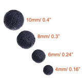 300pcs Black Lava Stone Round Loose Beads with Free Crystal String for Jewelry Making by Paxcoo