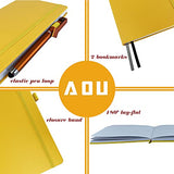 Thick Hard Cover Notebook,Graph Ruled Journal,Grid Notebook With 160 Pages Of 100GSM Premium Paper For Writing,Fine Inner Pocket,Elastic Pen Loop,Banded,8"x5.7",Faux Leather (Grid,Yellow)