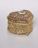 Gold Filigree Floral Heart Shaped Musical Jewelry Box playing My Heart Will Go On