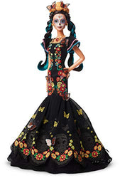 Barbie Collector: Dia De Muertos Doll, 11.5-Inch, Brunette, Wearing Embroidered Dress, Flower Crown & Skull Makeup with Doll Stand and Certificate of Authenticity