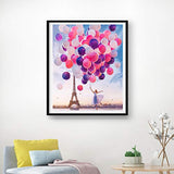 BFLC Crystal 5D Diamond Painting Kit of Paris Sky with a Girl and Her Pink Balloons, DIY Handcraft Art Longitudinal Accessories for Home Decoration (Paris)
