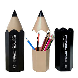 LANZON Pencil Shaped Pen Holder for Desk | Dustproof Desktop Organizer Case | Makeup Brushes Holder | Cosmetic Brush Storage (Black)