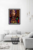 Darmeng DIY 5D Diamond Painting African Woman, Red Lips Beauty Goddess Full Drill Kits Round Drill Paint with Diamonds Art Diamond by Number Kits Craft Canvas for Home Wall Decor 12x16 inch