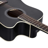 Saturnpower 6 String Acoustic Guitar 41in Full Size Wooden Guitar Starter Kit with Bag, Tuner, Strap, Picks, Capo, Extra Strings Set Pick for Beginner Adult Kids Starter Right-handed (Black)