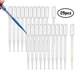 FINGOOO 25pcs 3ML Plastic Disposable Transfer Pipettes Eye Dropper Set Transfer Graduated Pipettes Calibrated Dropper for Essential Oils & Science Laboratory