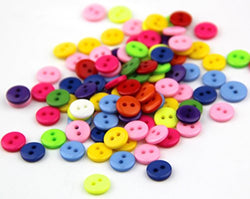 RayLineDo One Pack of 240 Mixed Bright Candy Color Plain Round 2 Holes Resin Buttons for Crafting