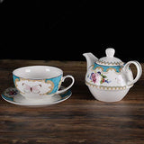fanquare English Rose Porcelain Teapot Set,Tea for One Set,Flora Teapot with Cup and Sacuer