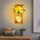 Wall Decor Mason Jar Sconces - Rustic Farmhouse Home Decor with Remote Control Wall Lights and Yellow Rose for Bedroom Wall Decor Living Room Kitchen Decorations Set of Two