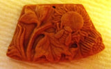 Intricately Carved Sunflower and Bee in Red Malachite Pendant Focal Bead 2.25" x 1.5" x .25"