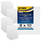 U.S. Art Supply 8 x 10 inch Stretched Canvas Super Value 40-Pack - Professional White Blank 3/4" Profile Heavy-Weight Gesso Acid Free Bulk Pack - Painting, Acrylic Pouring, Oil Paint