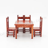 Odoria 1:12 Miniature Wooden Dining Table with 4 Chairs Dollhouse Furniture Accessories