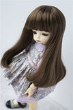 Wigs Only JD319 6-7inch 16-18CM 1/6 YOSD Wigs Synthetic Mohair Long Slight Curly BJD Hair (Medium Brown)