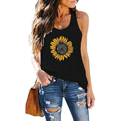 Queen's Here Women Fashion Tank Tops Summer Cotton Loose Casual Sleeveless Shirts (9889Black, Large)