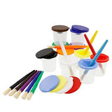 U.S. Art Supply 10 Piece Children's No Spill Paint Cups with Colored Lids and 10 Piece Large