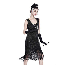 Flapper Dress 1920s Dresses for Women Gatsby Dresses for Women 20s Costumes 1920 Great Gatsby Roaring 20's Fringe Dress Black