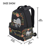 Wamika Funny Cute Sloth Tree Flowers Kids Backpack School Bookbags Daypack Bag Follow Yours Dreams Water Resistant, Sloth Cat Tropical Floral Bags Children Backpack for 1th- 6th Grade Girls Boys