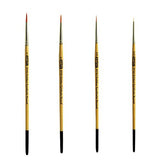 ZEM Golden Synthetic Small Detail Round Brushes Set Sizes 10/0, 3/0, 0, 2