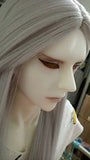 BJD Doll Wig 7-8inch (17-18.5cm): 1/4 BJD MSD, Fur Wig Dollfie / Silver Grey Extra Long Straight Hair